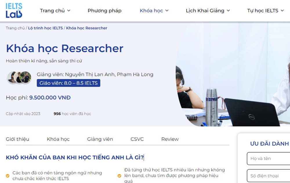 Khóa học Researcher phù hợp với người đã có nền tảng vững chắc