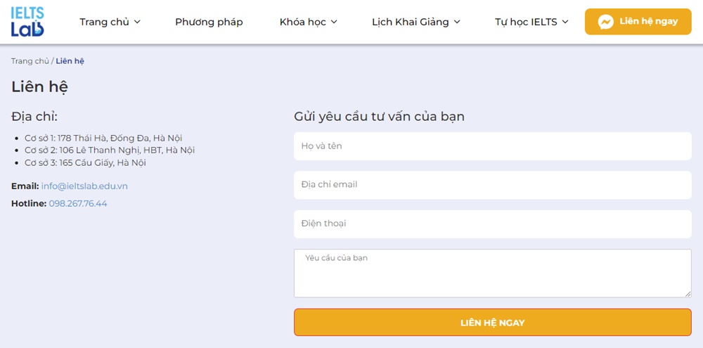 Nếu thắc mắc về các khóa học, hãy liên hệ chăm sóc khách hàng IELTS Lab
