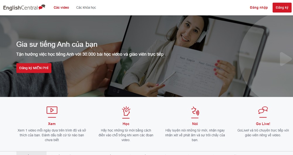 Chương trình học tiếng Anh miễn phí của englishcentral sẽ không làm bạn thất vọng
