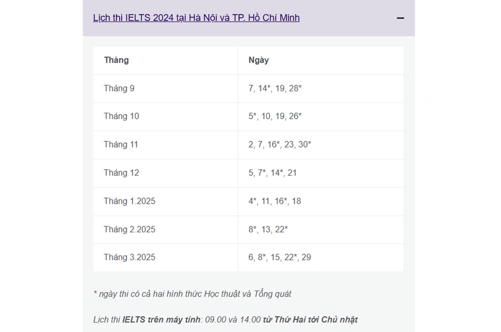 Bạn có thể dễ dàng kiểm tra lịch thi IELTS của British Council