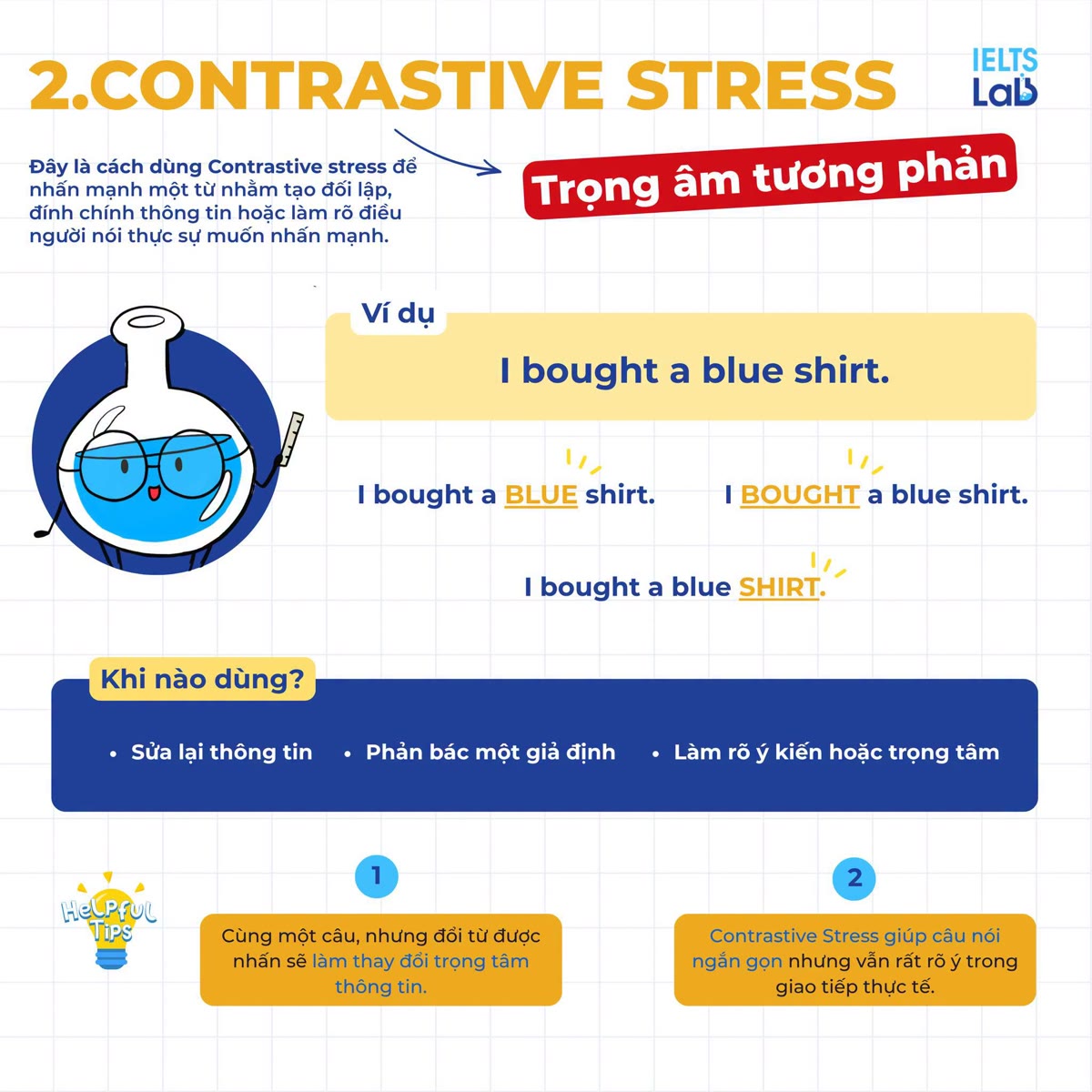 Contrastive Stress trọng âm tương phản và ví dụ